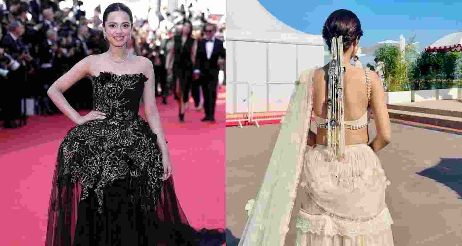 Nitanshi Goel at the Cannes Film Festival red carpet. Images: X Nitanshi Goel at the Cannes Film Festival red carpet. Images: X
