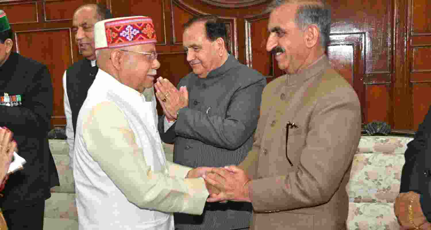 Outgoing Himachal Pradesh Governor Shiv Pratap Shukla and Chief Minister Sukhvinder Singh Sukhu Outgoing Himachal Pradesh Governor Shiv Pratap Shukla and Chief Minister Sukhvinder Singh Sukhu