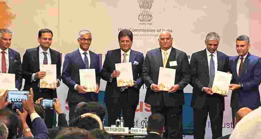 Commerce Minister Piyush Goyal, along with business leaders, launches the UK-India CETA Business Utilisation Manual in London ahead of the trade pact's implementation on July 15. Commerce Minister Piyush Goyal, along with business leaders, launches the UK-India CETA Business Utilisation Manual in London ahead of the trade pact's implementation on July 15.