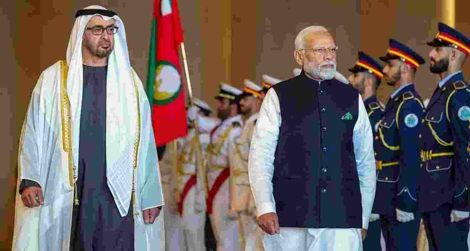 UAE President Sheikh Mohamed along with Prime Minister Narendra Modi. UAE President Sheikh Mohamed along with Prime Minister Narendra Modi.