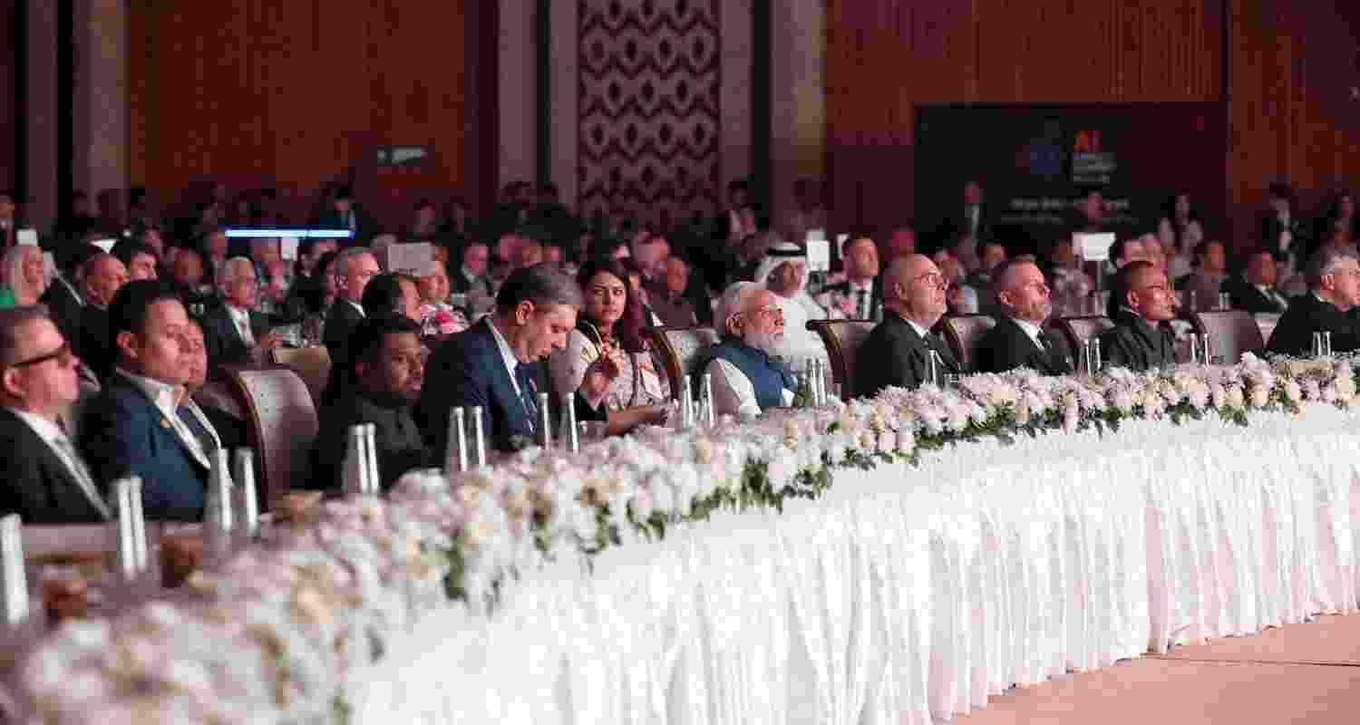PM Modi with world leaders at the AI Impact Summit dinner and cultural programme. PM Modi with world leaders at the AI Impact Summit dinner and cultural programme.