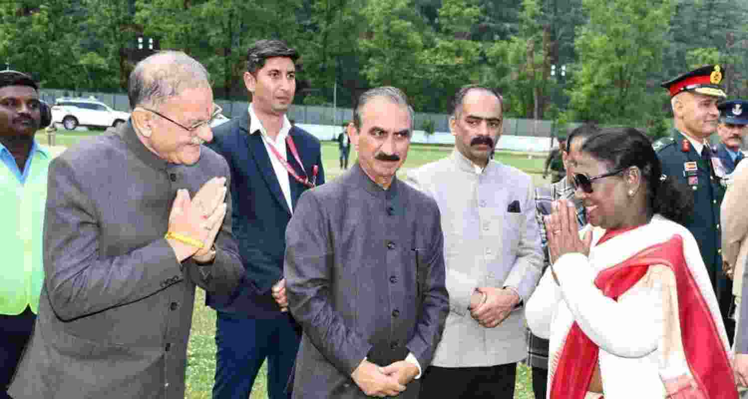 President Droupadi Murmu being given a warm send-off at Annandale Helipad in Shimla on Friday by Governor Kavinder Gupta, Chief Minister Thakur Sukhvinder Singh Sukhu, and senior officials. President Droupadi Murmu being given a warm send-off at Annandale Helipad in Shimla on Friday by Governor Kavinder Gupta, Chief Minister Thakur Sukhvinder Singh Sukhu, and senior officials.