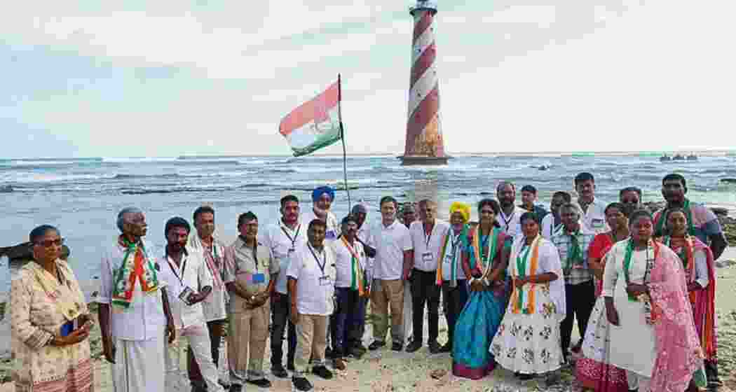 Congress leader Rahul Gandhi during his visit to Great Nicobar. Congress leader Rahul Gandhi during his visit to Great Nicobar.