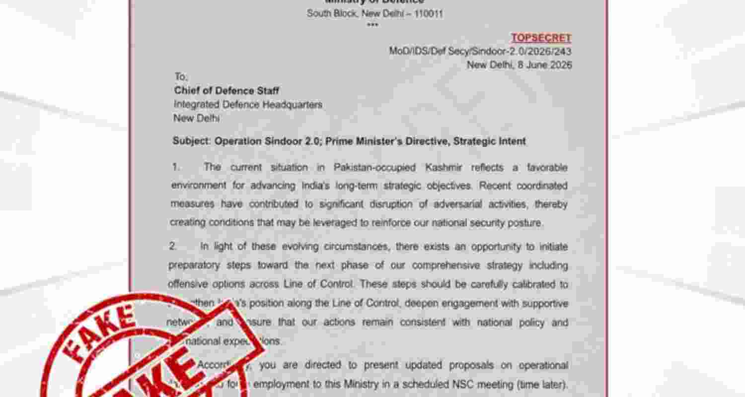 Govt debunks 'fake letter' on SM over Op Sindhoor 2.0 readiness Govt debunks 'fake letter' on SM over Op Sindhoor 2.0 readiness