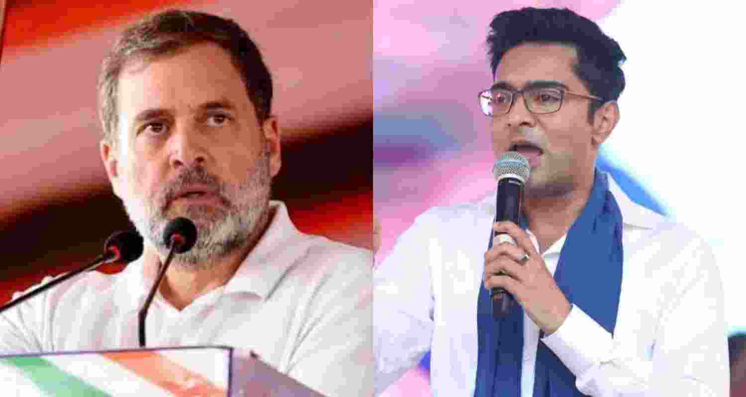 Congress leader Rahul Gandhi (left) and TMC General Secretary Abhishek Banerjee. Congress leader Rahul Gandhi (left) and TMC General Secretary Abhishek Banerjee.