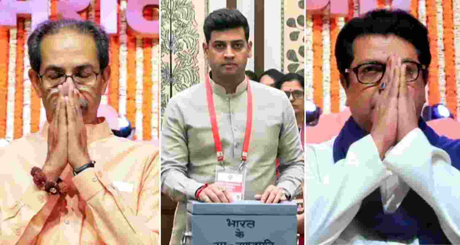 (From left to right) Shiv Sena (UBT) supremo Uddhav Thackeray, Shiv Sena MP Shrikant Shinde and Maharashtra Navnirman Sena (MNS) chief Raj Thackeray. (From left to right) Shiv Sena (UBT) supremo Uddhav Thackeray, Shiv Sena MP Shrikant Shinde and Maharashtra Navnirman Sena (MNS) chief Raj Thackeray.