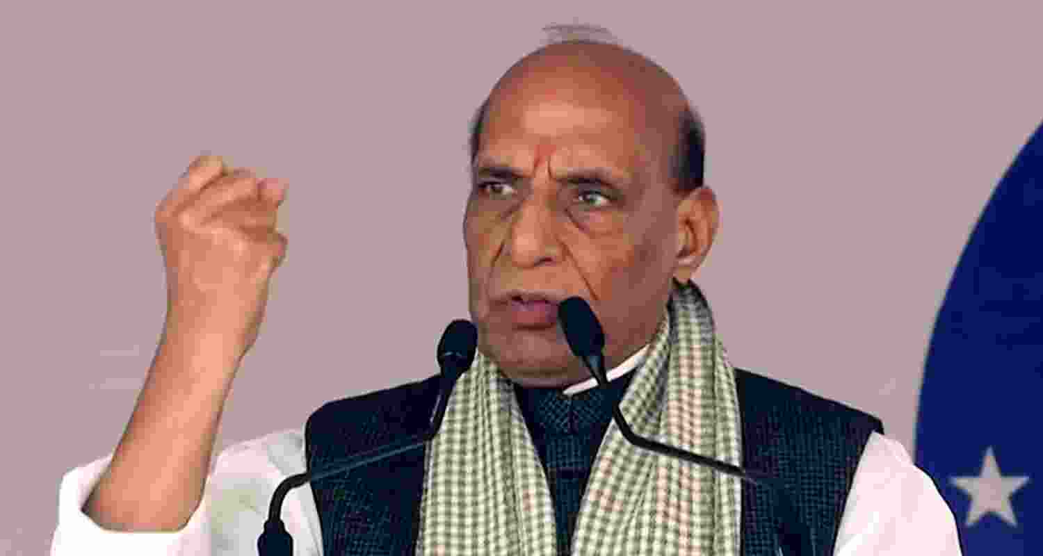 A file photo of Defence Minister Rajnath Singh's warning came amid heightened tensions with Pakistan after the Pahalgam attack. A file photo of Defence Minister Rajnath Singh's warning came amid heightened tensions with Pakistan after the Pahalgam attack.