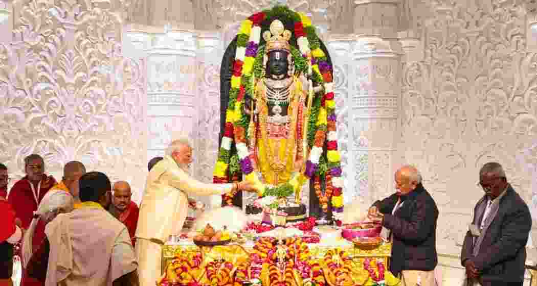 PM Modi offers prayers at Ram Mandir in Ayodhya. PM Modi offers prayers at Ram Mandir in Ayodhya.