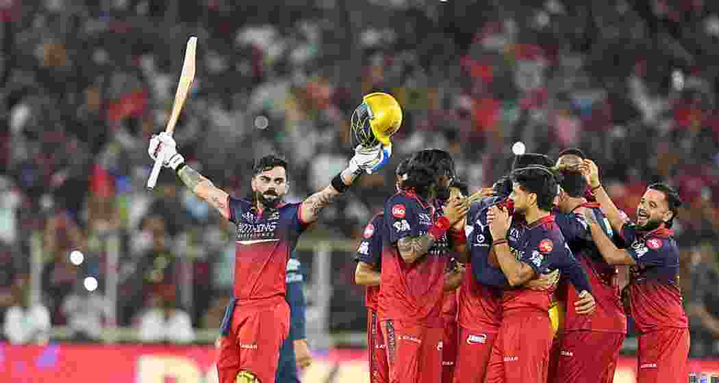Royal Challengers Bengaluru's Virat Kohli, left, and others celebrate after winning the Indian Premier League (IPL) 2026 Final T20 cricket match between Royal Challengers Bengaluru and Gujarat Titans, in Ahmedabad, Gujarat, Sunday, May 31, 2026. (PTI Photo/Ravi Choudhary) Royal Challengers Bengaluru's Virat Kohli, left, and others celebrate after winning the Indian Premier League (IPL) 2026 Final T20 cricket match between Royal Challengers Bengaluru and Gujarat Titans, in Ahmedabad, Gujarat, Sunday, May 31, 2026. (PTI Photo/Ravi Choudhary)