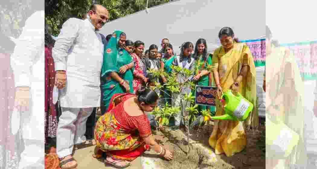 Delhi Chief Minister Rekha Gupta with Education Minister Ashish Sood plants a sapling during the launch of the environmental initiative 'Ek Ped Maa Ke Naam 2.0' at Government Girls Senior Secondary School, at Shalimar Bagh, in New Delhi, Monday. Delhi Chief Minister Rekha Gupta with Education Minister Ashish Sood plants a sapling during the launch of the environmental initiative 'Ek Ped Maa Ke Naam 2.0' at Government Girls Senior Secondary School, at Shalimar Bagh, in New Delhi, Monday.