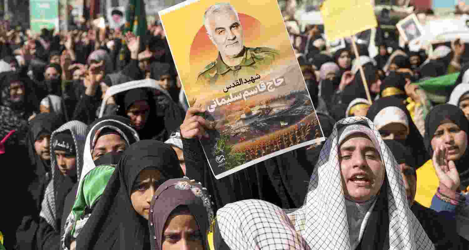 Residents stage a Youm-e-Quds protest in Budgam, J&K, amid the West Asia conflict. Residents stage a Youm-e-Quds protest in Budgam, J&K, amid the West Asia conflict.