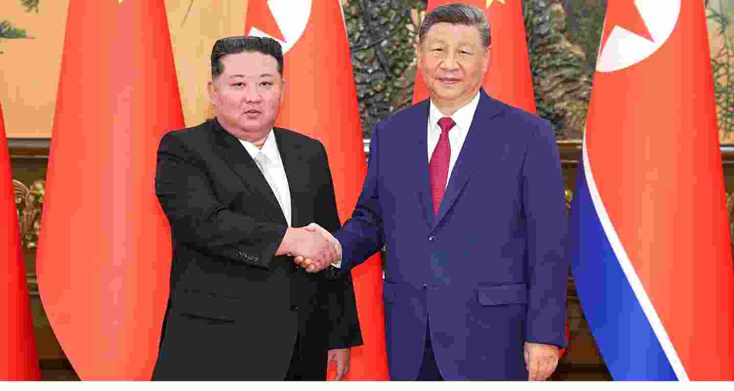 A file photo of North Korean leader Kim Jong Un with China's President Xi Jinping. A file photo of North Korean leader Kim Jong Un with China's President Xi Jinping.