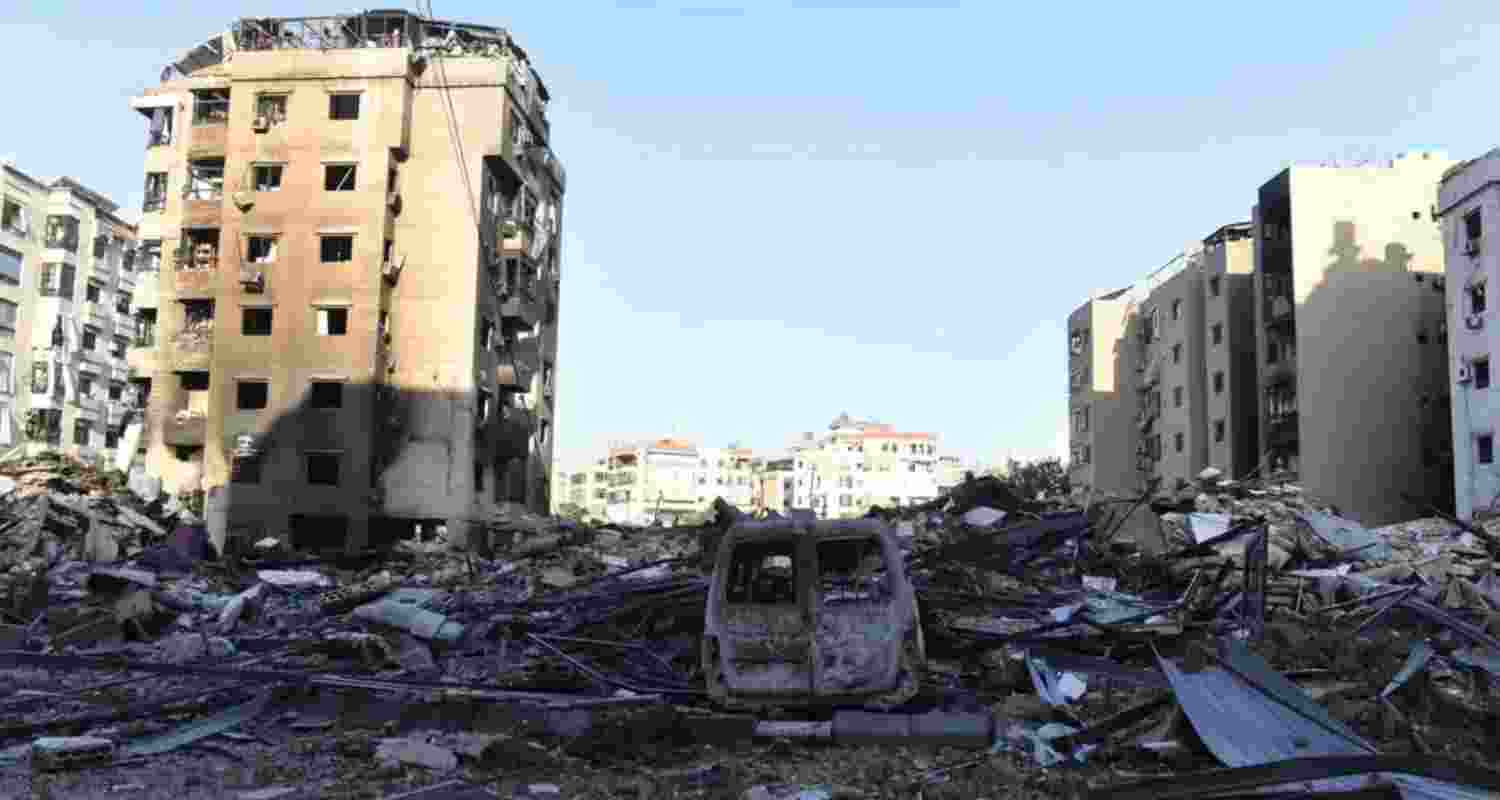 Damaged buildings in a residential area following an Israeli attack on Dahieh suburb in Beirut. Damaged buildings in a residential area following an Israeli attack on Dahieh suburb in Beirut.