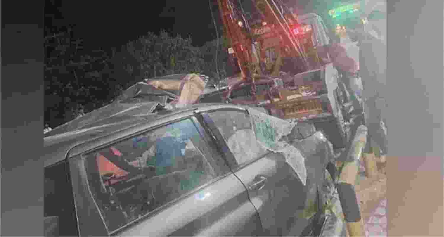 Scene of the accident site where three people were killed after a car hit a parked SUV in Hoshiarpur. Scene of the accident site where three people were killed after a car hit a parked SUV in Hoshiarpur.