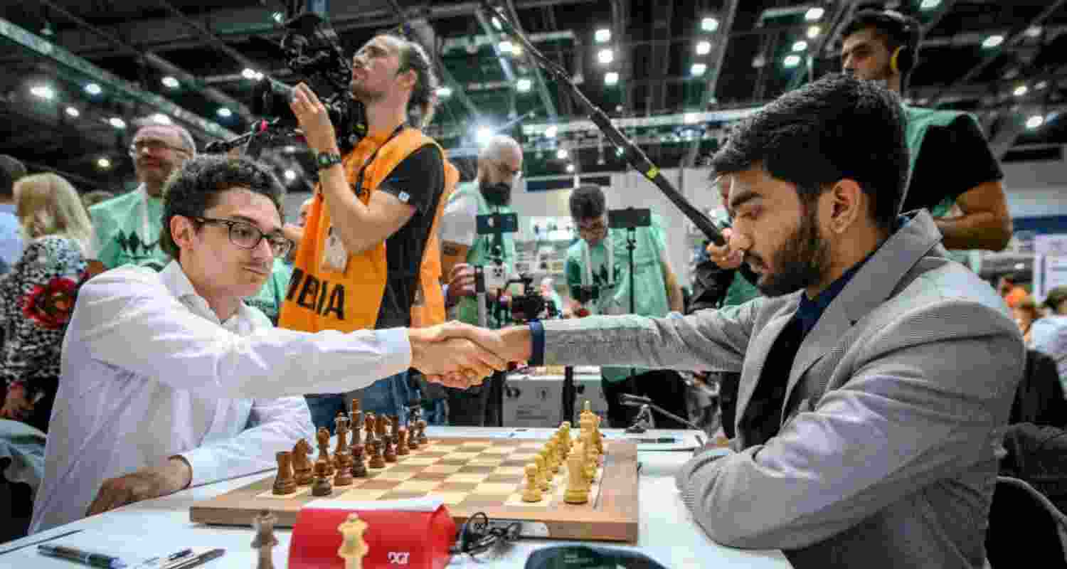 Fabiano Caruana and (right) world chess champion D Gukesh. (File photo) Fabiano Caruana and (right) world chess champion D Gukesh. (File photo)