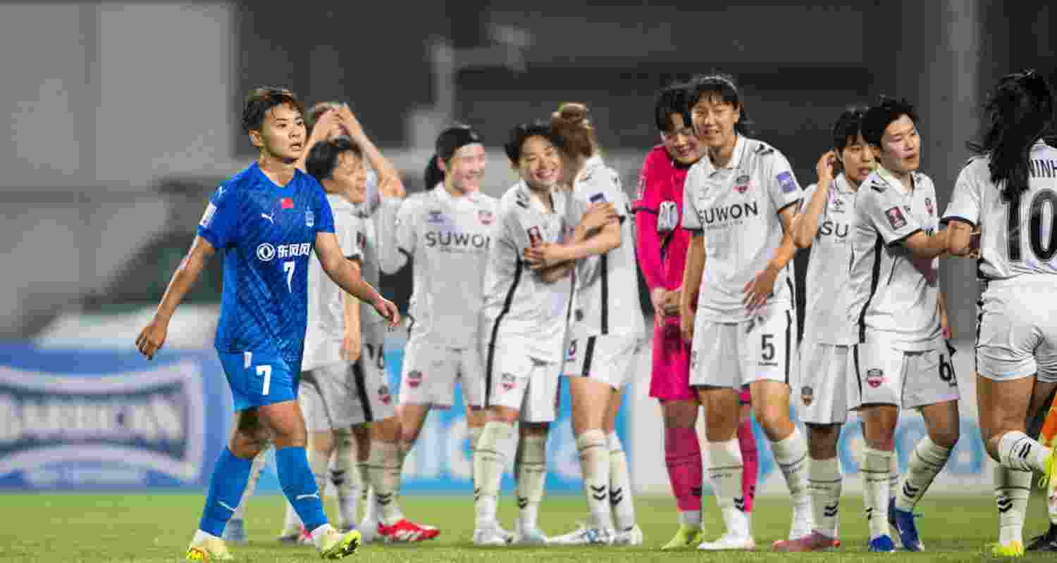 The North Korean women's football team. The North Korean women's football team.