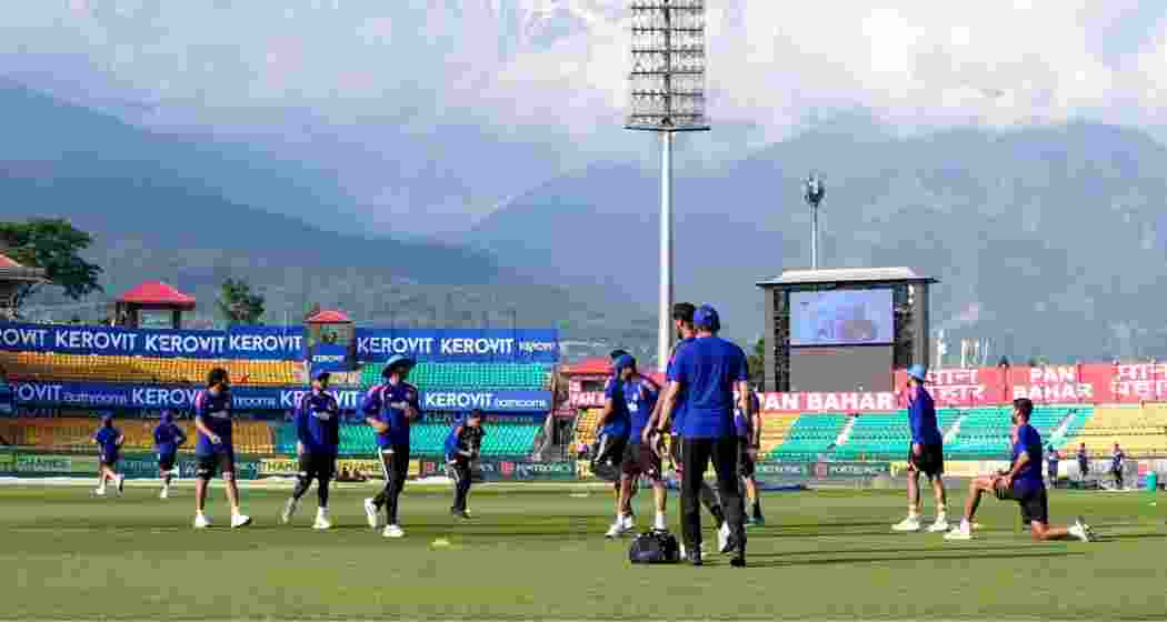 India's players during a practice session ahead of the ODI match against Afghanistan, in Dharamshala, Himachal Pradesh, on Friday. India's players during a practice session ahead of the ODI match against Afghanistan, in Dharamshala, Himachal Pradesh, on Friday.