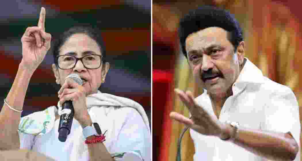 CM Mamata Banerjee and M. K. Stalin (R). CM Mamata Banerjee and M. K. Stalin (R).