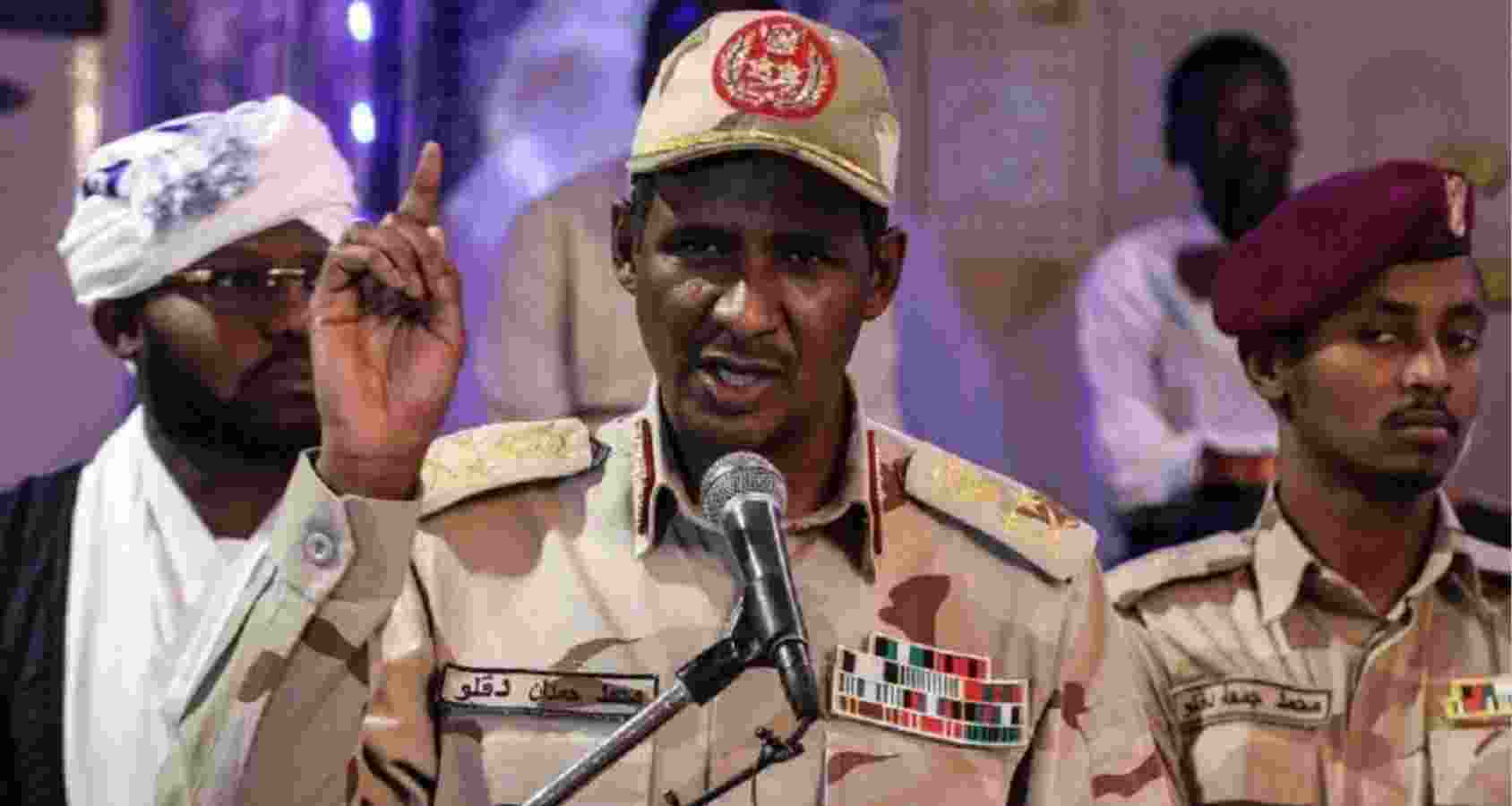Sudanese security officers during a media briefing Sudanese security officers during a media briefing