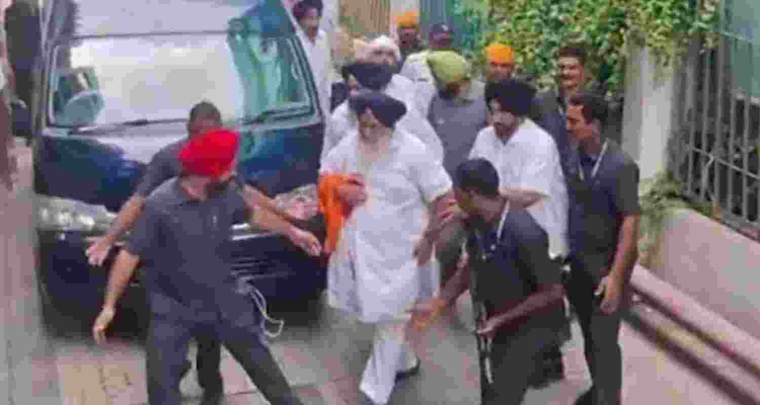 Sukhbir Singh Badal is taken to a hospital following the attack in Nanded. (Video grab) Sukhbir Singh Badal is taken to a hospital following the attack in Nanded. (Video grab)