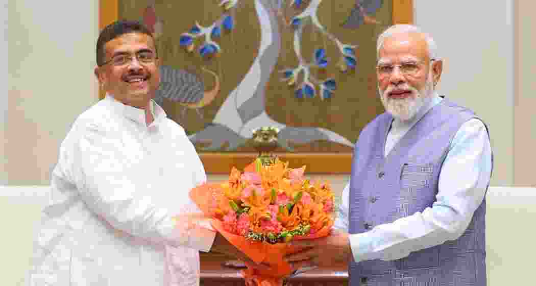 West Bengal Chief Minister Suvendu Adhikari with Prime Minister Narendra Modi during a meeting in New Delhi on Friday. West Bengal Chief Minister Suvendu Adhikari with Prime Minister Narendra Modi during a meeting in New Delhi on Friday.