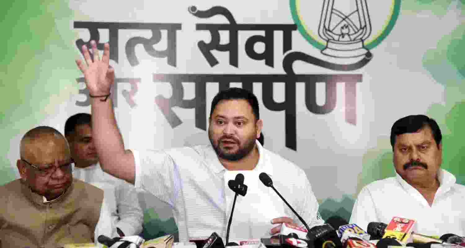 RJD’s Tejashwi Yadav addresses supporters, vowing employment for every family if voted to power. RJD’s Tejashwi Yadav addresses supporters, vowing employment for every family if voted to power.