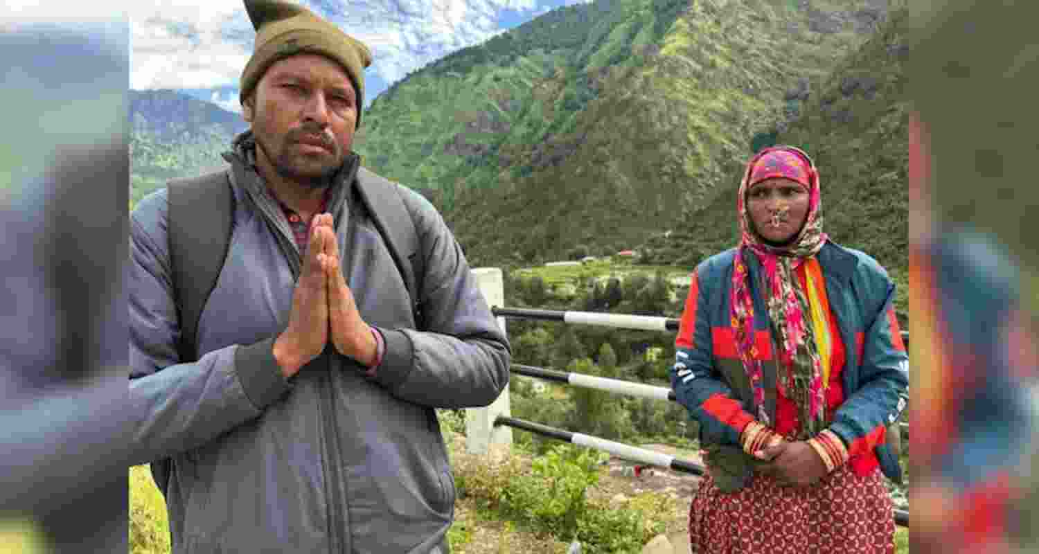 The couple has appealed to the government to help them return to Harsil to find their son. The couple has appealed to the government to help them return to Harsil to find their son.