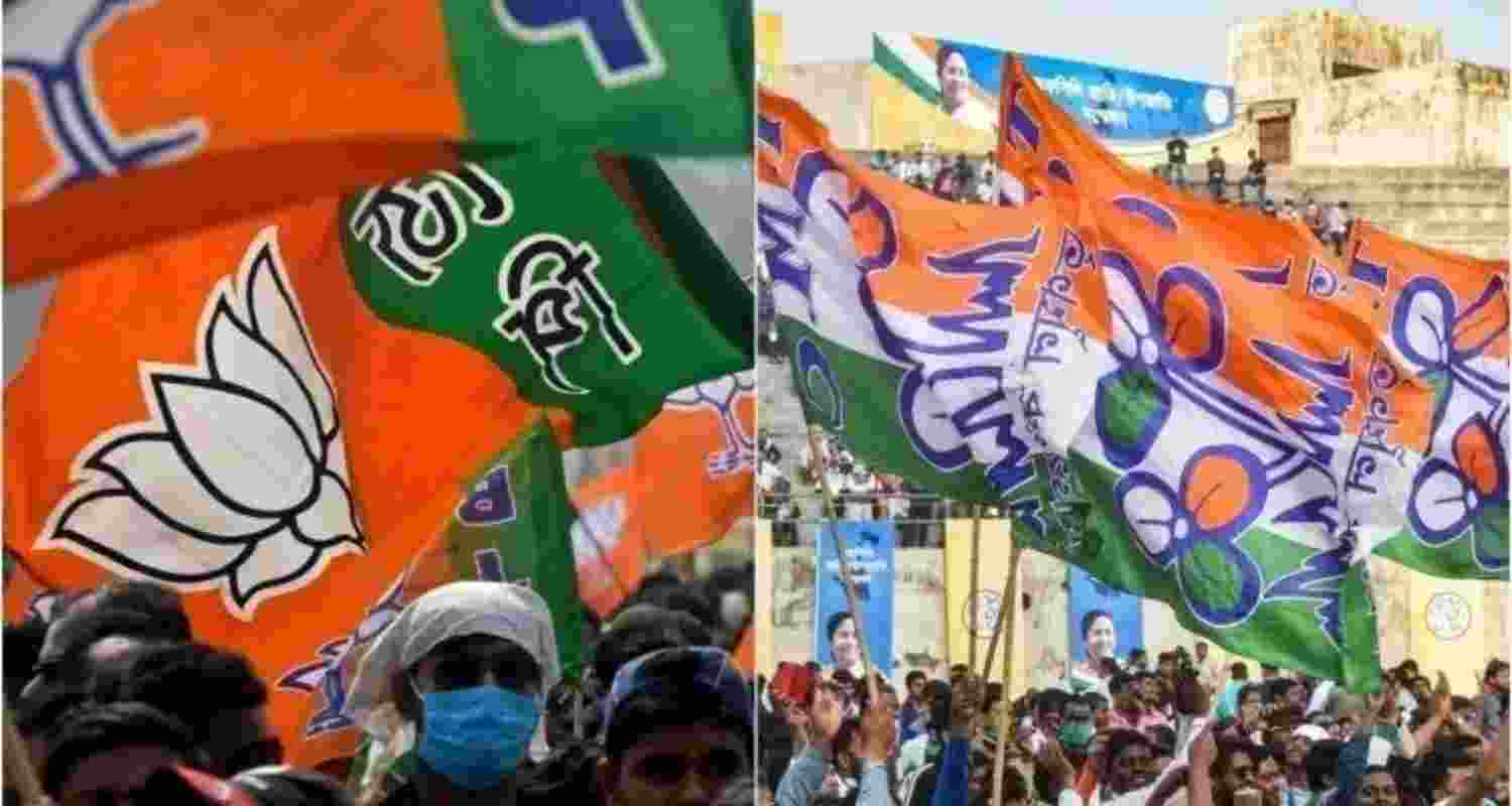 Flags of Trinamool Congress and Bharatiya Janata Party. Flags of Trinamool Congress and Bharatiya Janata Party.