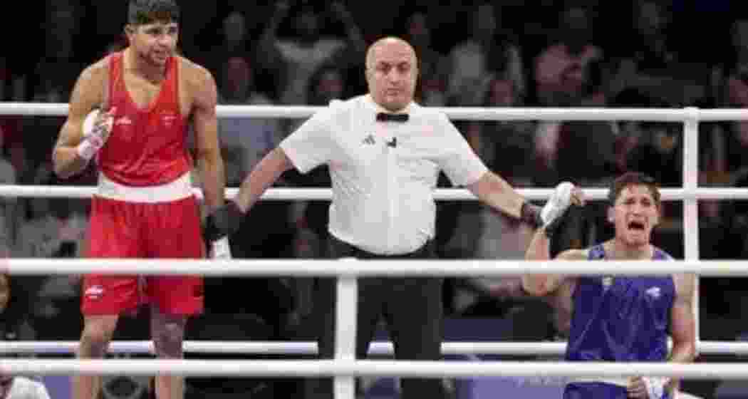 India's Nishant Dev after losing to Alvarez Marco Verde. India's Nishant Dev after losing to Alvarez Marco Verde.