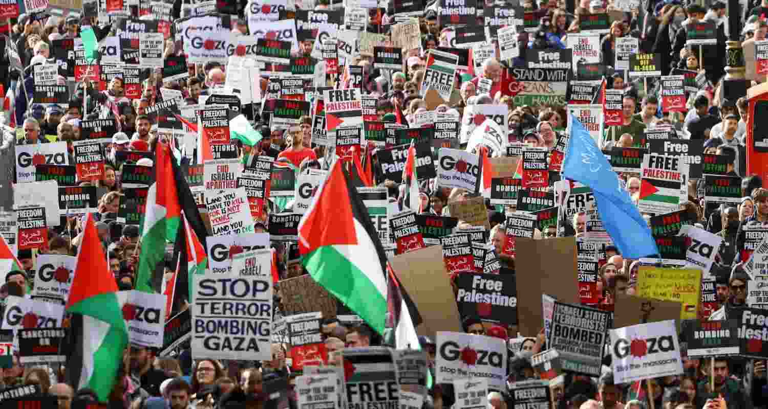 Police detain hundreds at London pro-Palestine protest. Police detain hundreds at London pro-Palestine protest.