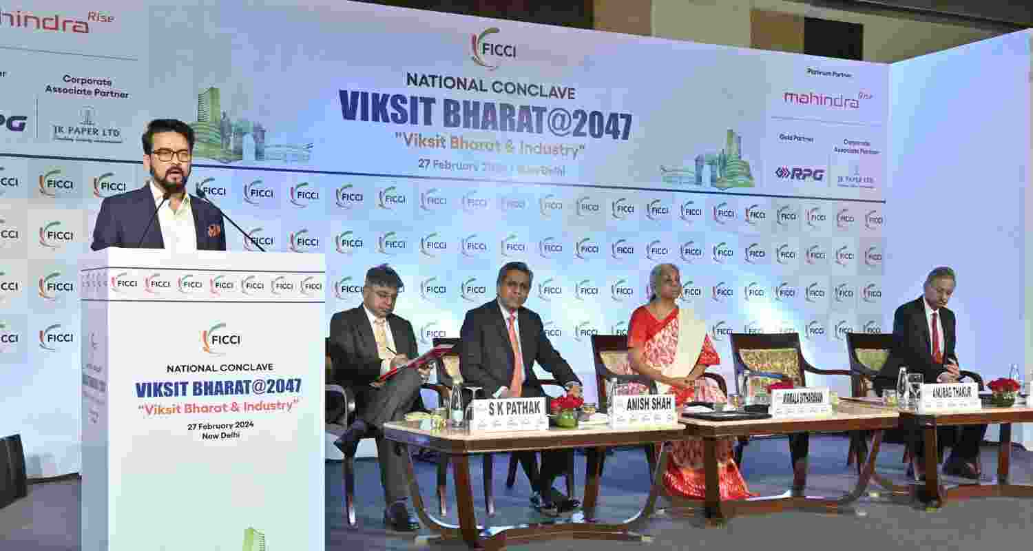 Anurag Thakur at FICCI. Image X. Anurag Thakur at FICCI. Image X.