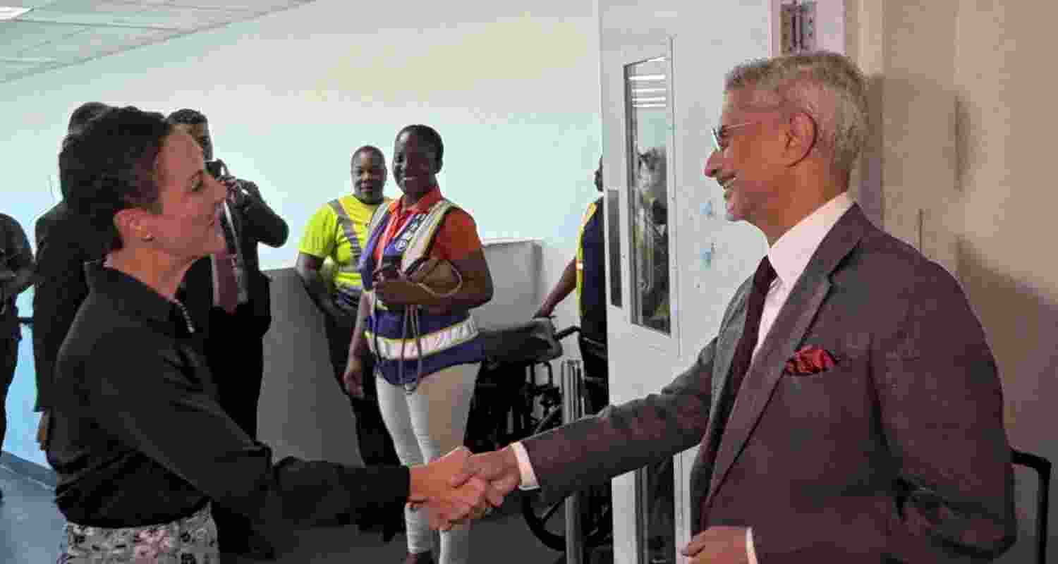 External Affairs Minister S. Jaishankar with Jamaica's Foreign Minister Kamina J Smith during his first visit to Jamaica. External Affairs Minister S. Jaishankar with Jamaica's Foreign Minister Kamina J Smith during his first visit to Jamaica.