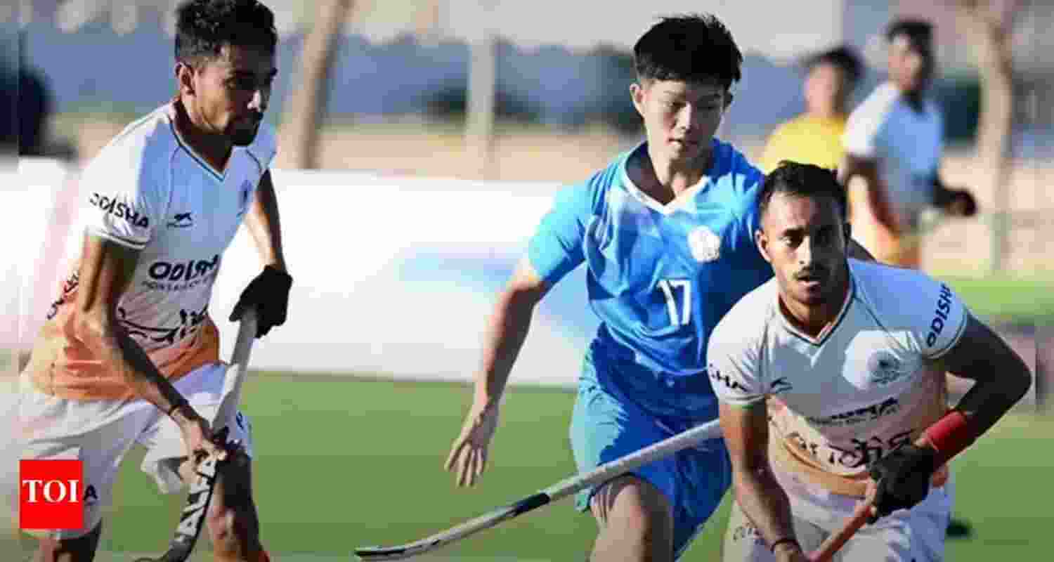 The Indian men's hockey team delivered a dominant performance, crushing Chinese Taipei 13-1 in their final Pool A encounter. The Indian men's hockey team delivered a dominant performance, crushing Chinese Taipei 13-1 in their final Pool A encounter.