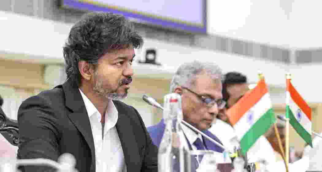 Tamil Nadu Chief Minister Joseph Vijay during a conference of District Collectors and Police Department officials, at the Secretariat. (@CMOTamilnadu/X via PTI Photo) Tamil Nadu Chief Minister Joseph Vijay during a conference of District Collectors and Police Department officials, at the Secretariat. (@CMOTamilnadu/X via PTI Photo)