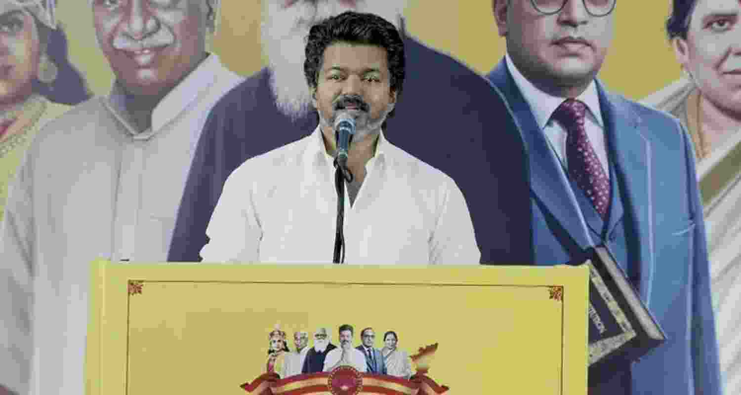 Tamilaga Vettri Kazhagam chief Vijay. Tamilaga Vettri Kazhagam chief Vijay.