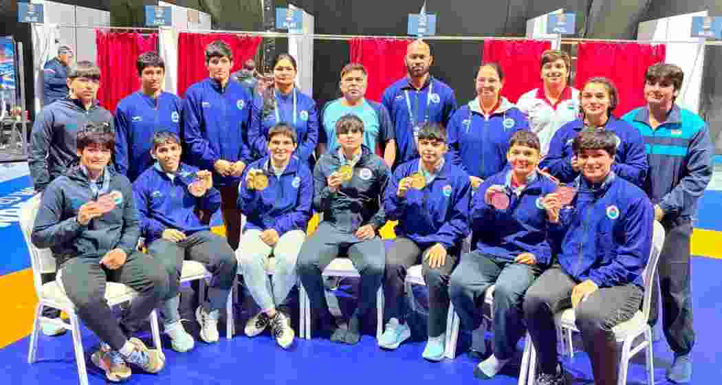Athletes display their medals after competing at the Ulaanbaatar Open Senior Ranking Series wrestling tournament in Ulaanbaatar, Mongolia. Athletes display their medals after competing at the Ulaanbaatar Open Senior Ranking Series wrestling tournament in Ulaanbaatar, Mongolia.