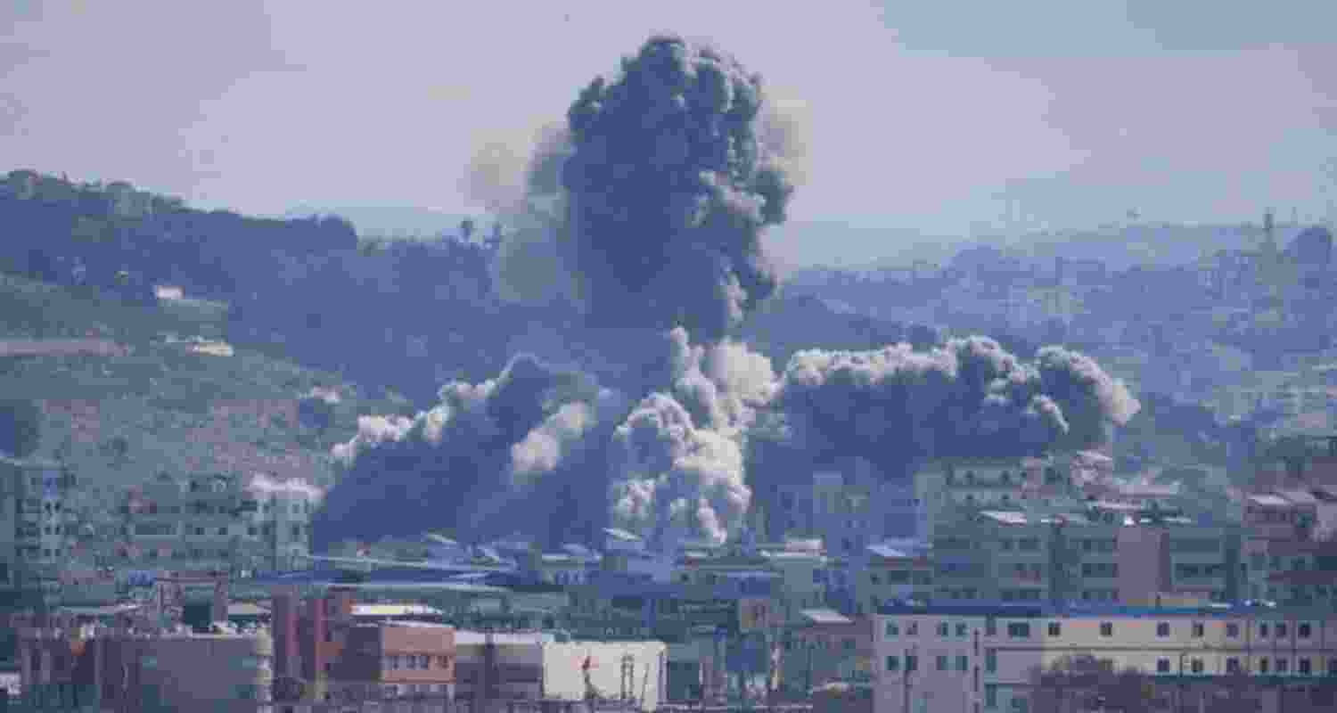 A file photo of smoke rising from an explosion following an Israeli strike in Tyre, Lebanon. A file photo of smoke rising from an explosion following an Israeli strike in Tyre, Lebanon.