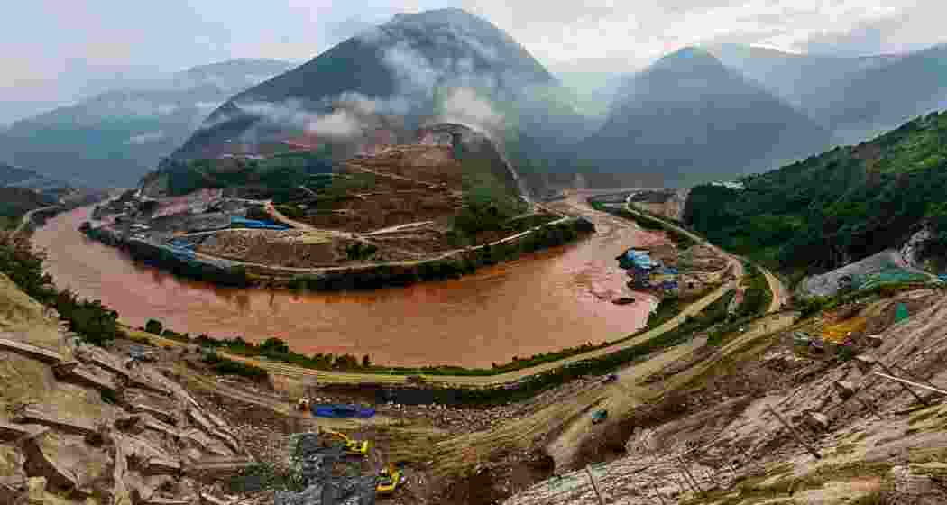 Work underway on China's Medog Hydropower Project on the Yarlung Tsangpo River in Tibet, near the Arunachal Pradesh border. Work underway on China's Medog Hydropower Project on the Yarlung Tsangpo River in Tibet, near the Arunachal Pradesh border.