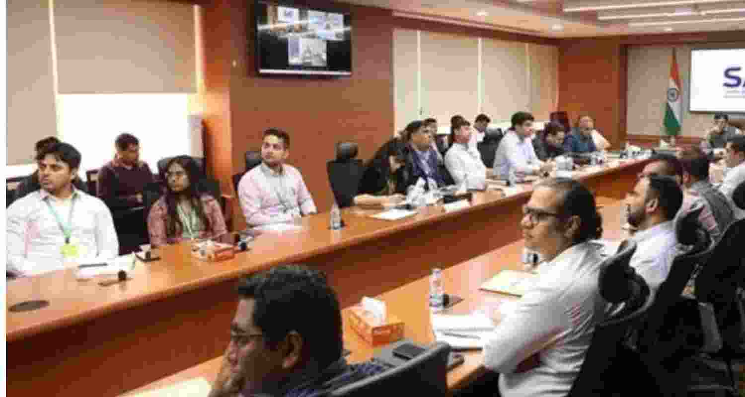 A meeting to review India's Commonwealth Games preparations in progress in New Delhi on Friday. A meeting to review India's Commonwealth Games preparations in progress in New Delhi on Friday.